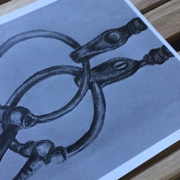 Artwork print paper black white cowgirl wester headstall bit western cowboy - Picture 3 of 5